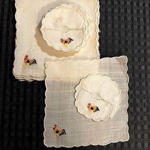 Vintage linen wine set.